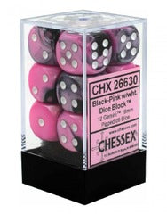 12 Dice Black-Pink/White CHX 26630