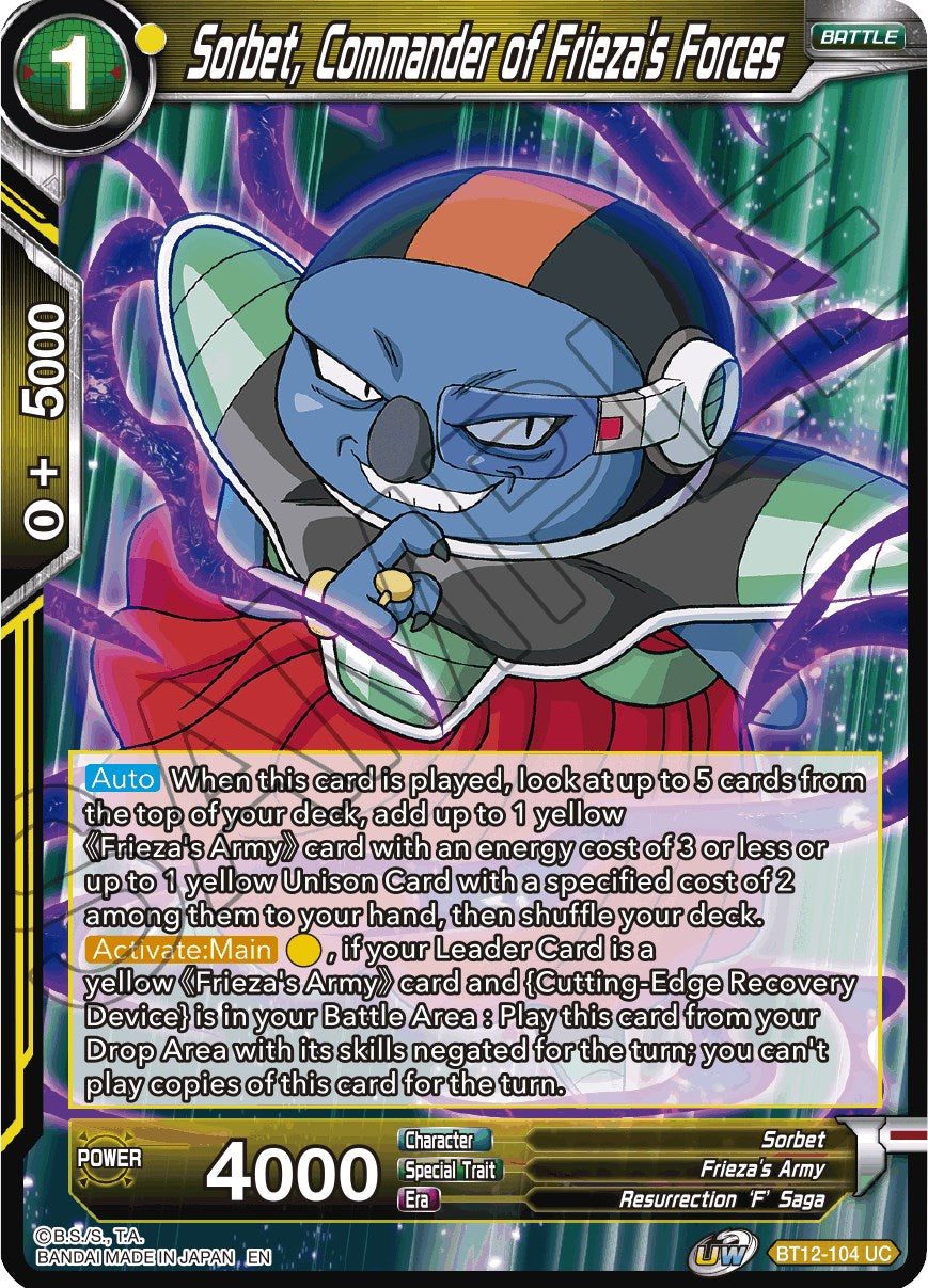 Sorbet, Commander of Frieza's Forces