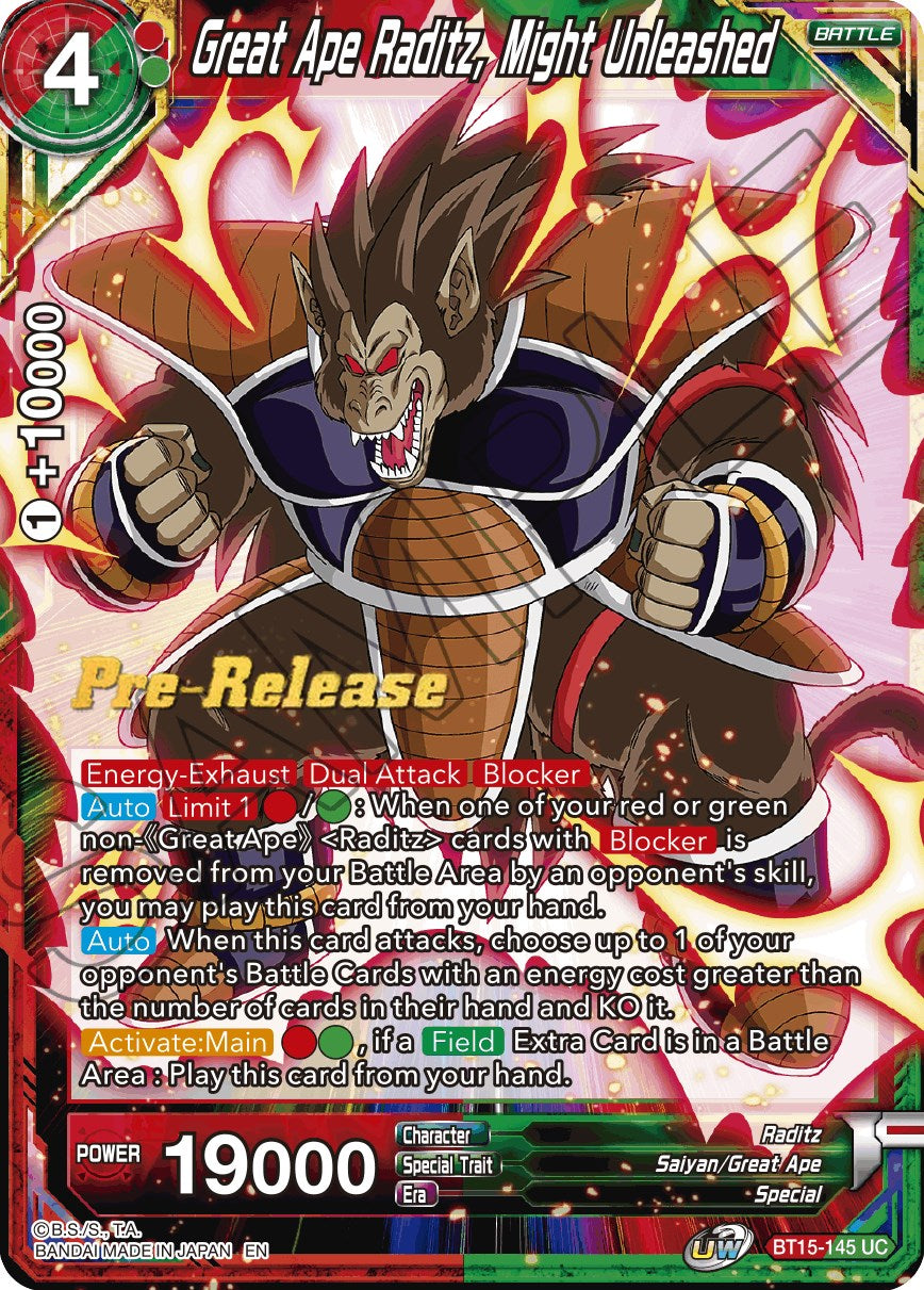 Great Ape Raditz, Might Unleashed