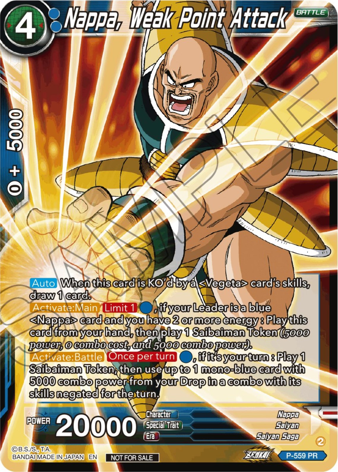Nappa, Weak Point Attack (Zenkai Series Tournament Pack Vol.6)