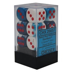 12 Blue White/Red Dice CHX 26657