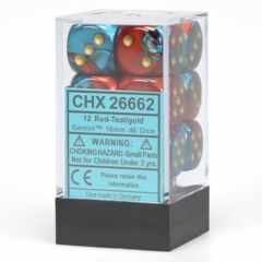 12 Red-Teal/Gold Dice CHX 26662