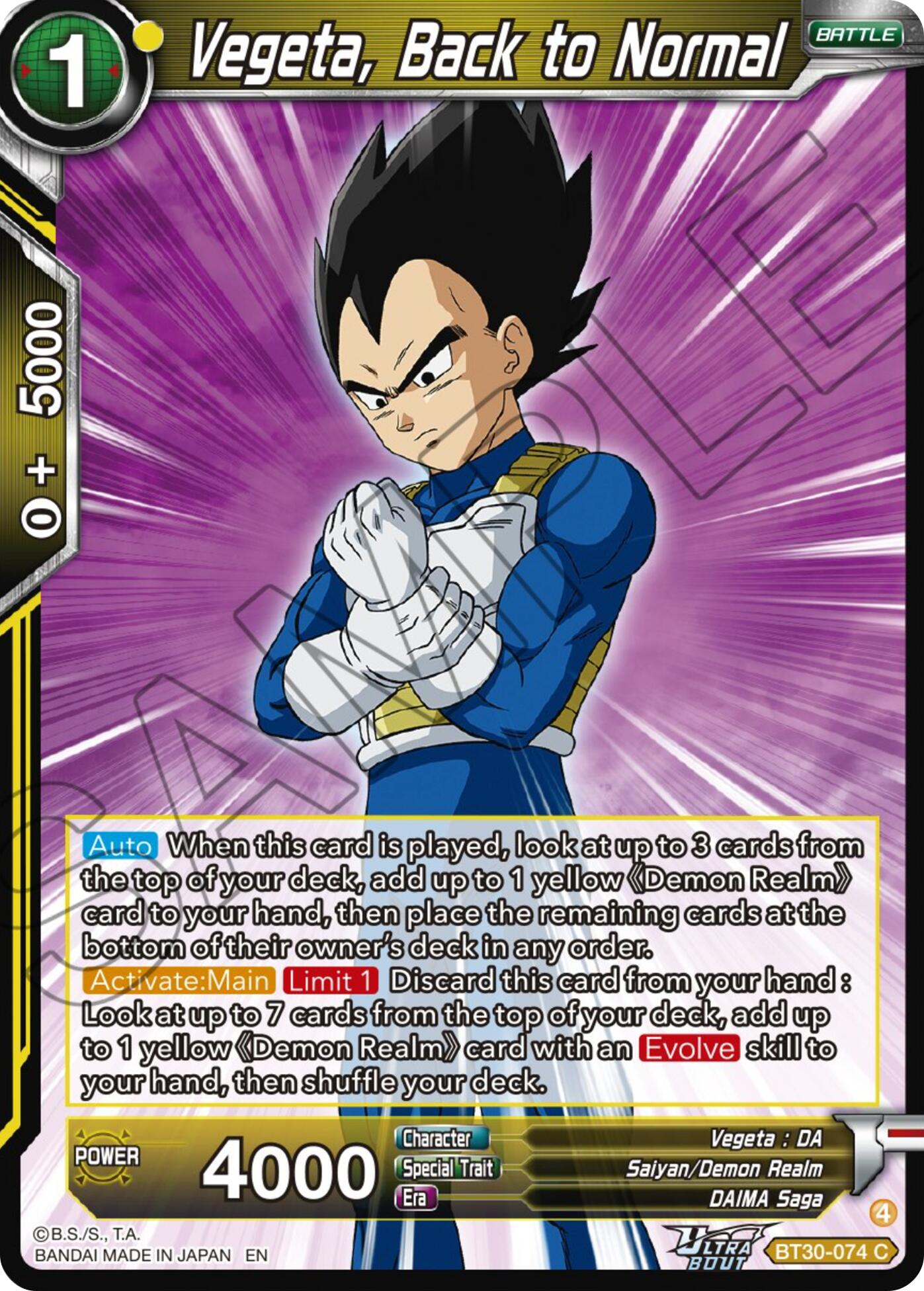 Vegeta, Back to Normal